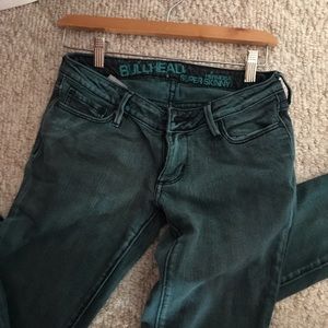 Bullhead hermosa super skinny green jeans
